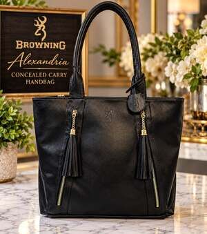Browning Alexandria Concealed Carry Handbag Black Faux Leather Purse